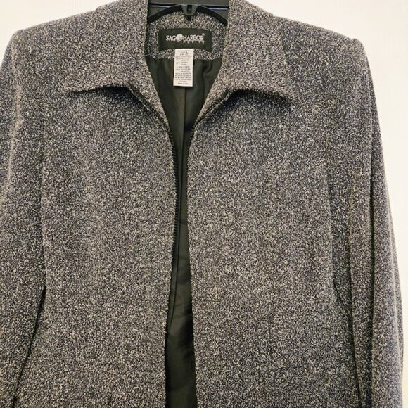 Sag Harbor short textured gray blazer jacket Size M - Picture 4 of 5